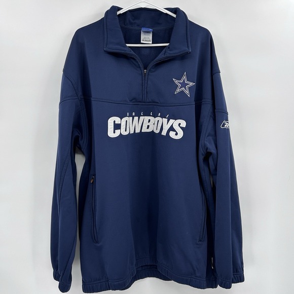Reebok Dallas Cowboys Mens 1/4 Zip Pullover Sweatshirt Size 2XL Blue NFL - Picture 1 of 10
